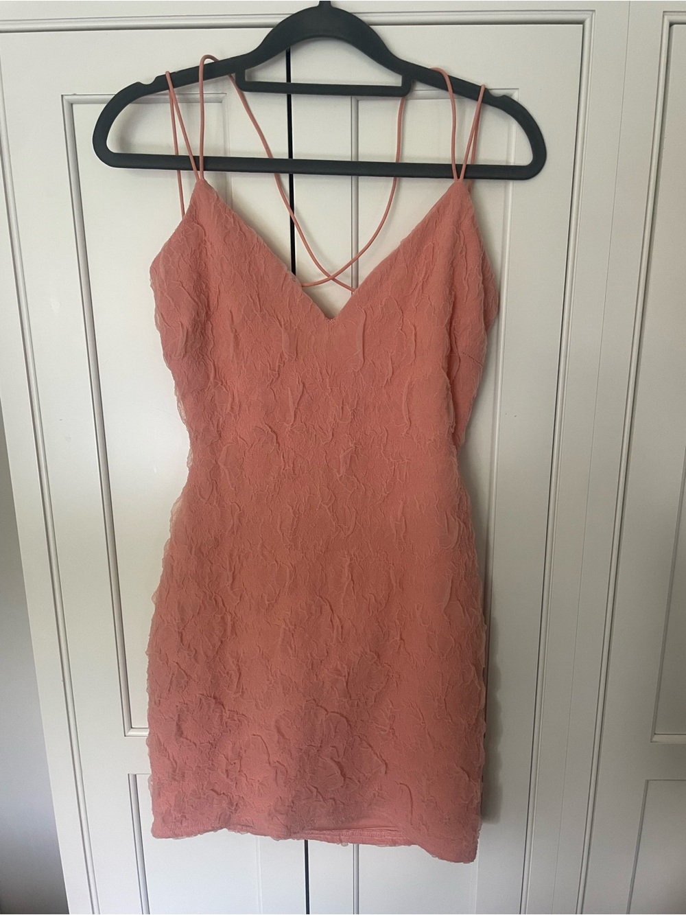 Windsor Coral Pink Lace V-Neck Mini Dress